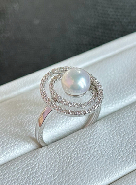 -款镂空珍珠开口戒指戒指(配盒子)(天然淡水珍珠)ED1785