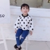 Quần áo trẻ em nữ mùa thu 2019 phiên bản mới của Hàn Quốc in điểm lớn áo phông giản dị áo phông phiên bản thời trang đóng cửa - Áo thun