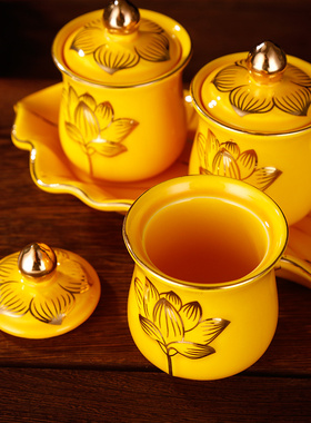 陶瓷圣水杯佛前净水杯佛法僧供杯