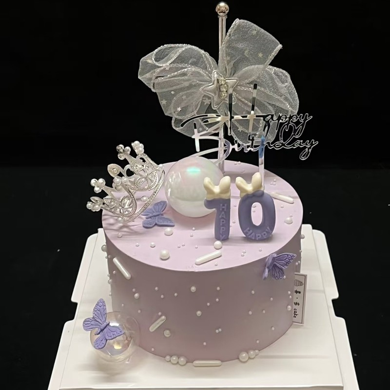 银色仙女棒蛋糕装饰渐变紫色蝴蝶结女神皇冠插件梦幻幻彩紫色插牌,淘宝优惠券,粉丝福利购,淘宝优惠卷