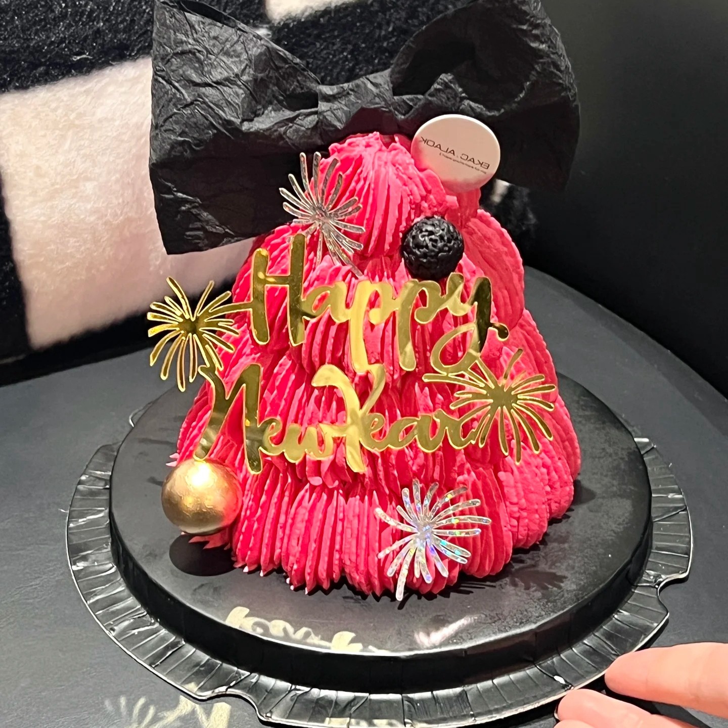 2026新年春节马年元旦跨年蛋糕装饰撞色玫红色配黑色蝴蝶结插件,淘宝优惠券,粉丝福利购,淘宝优惠卷