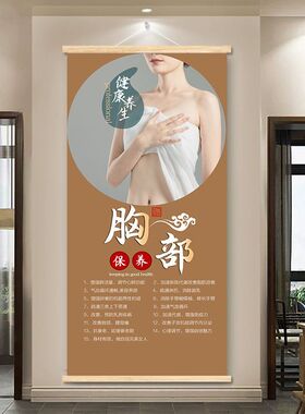 中医文化养生馆背景墙装饰画形象挂轴SPA足疗店美容院现代壁画