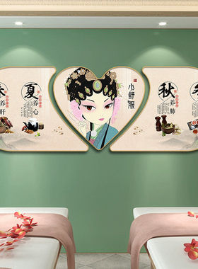 采耳店壁画中医养生馆墙面装饰头疗挂画美容院装饰画新中式文化墙