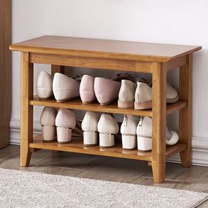 家逸实木鞋架 穿鞋凳多层鞋柜换鞋凳子 家用长凳简易鞋架