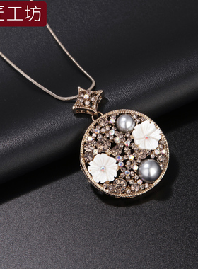 长款韩国挂饰高端大气风毛衣链