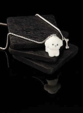 名匠工坊植绒小狗毛衣链长款项链