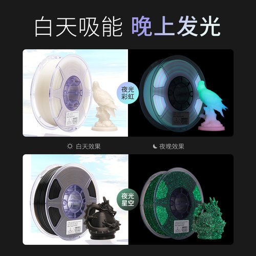 易生eSUN PLA星空夜光彩虹3D打印机耗材PLA+材料1KG1.75适用于拓竹创想等打印机 - 图0