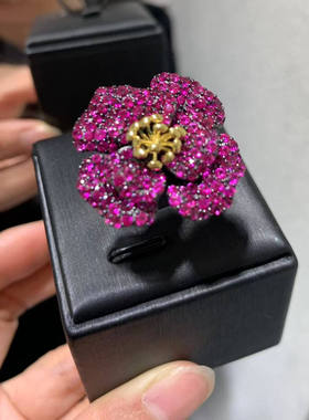 俏立紫色锆石花朵开口女士戒指