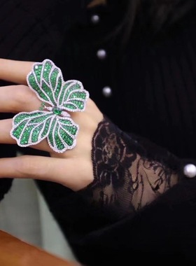 晚会鸡尾酒纯银镶锆石戒指