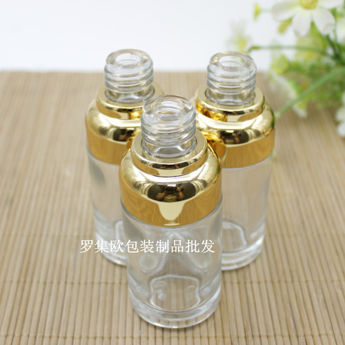 透明玻璃精油瓶空瓶金圈胶头按压盖精华护肤品调配分装瓶30ml - 图2