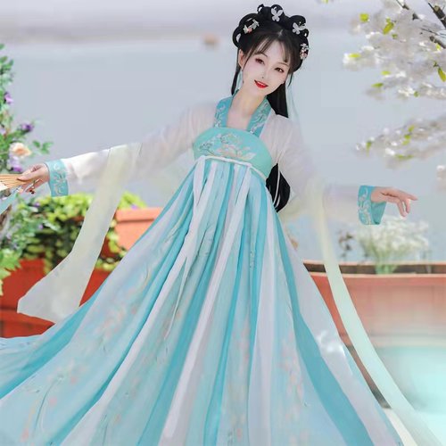 韵梦棋【梦缘】唐制汉服女中国风刺绣齐胸襦裙改良日常古装连衣裙 - 图3