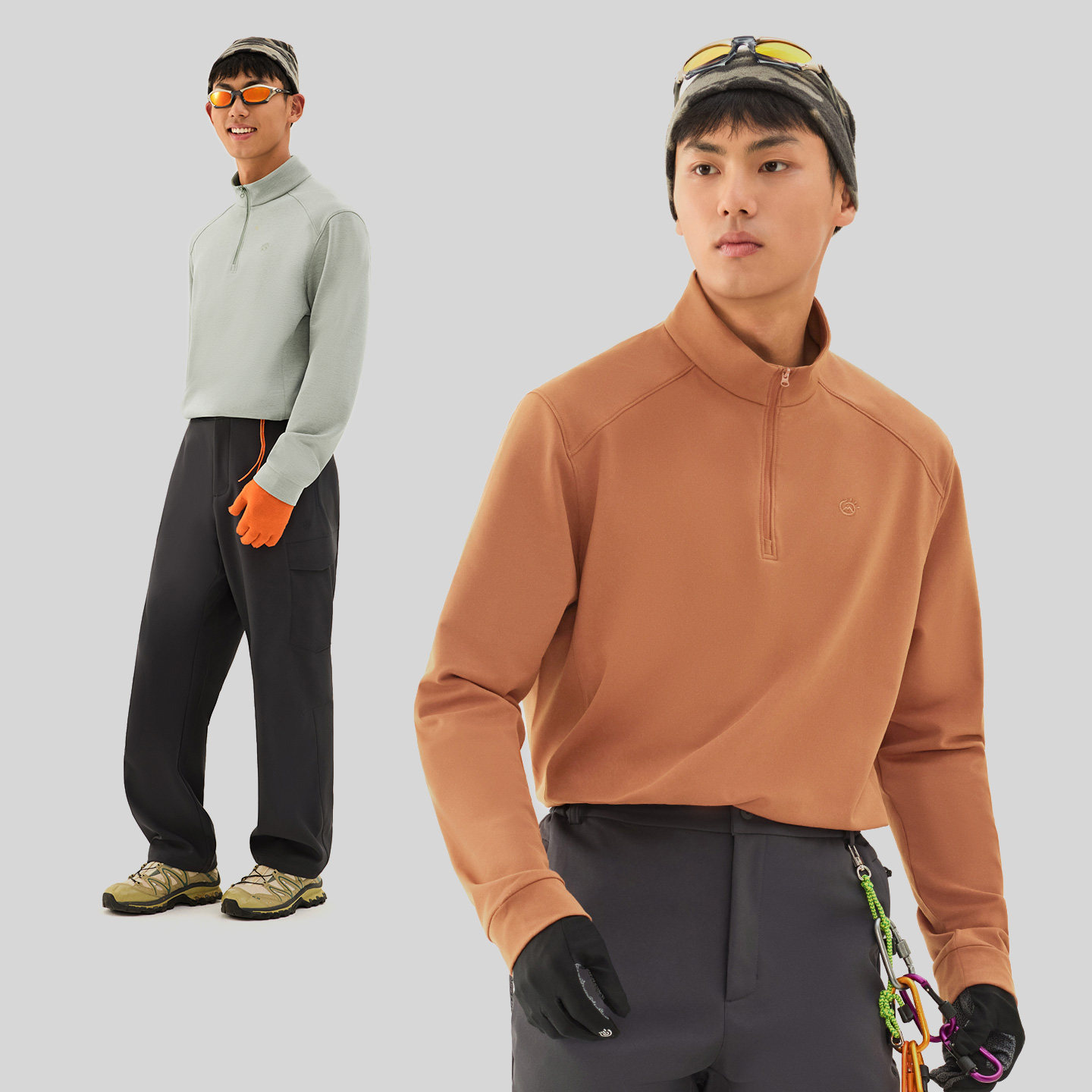 TECTOP探拓户外秋季款速干T恤男半开衫舒适弹力透气柔暖运动长袖,淘宝优惠券,粉丝福利购,淘宝优惠卷