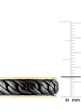 Amour Ribbed Design男士戒指黄色镀纯银黑色