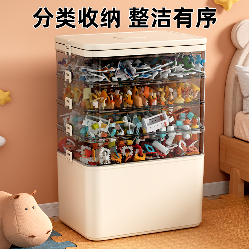 透明收纳整理盒积木收纳箱宝宝多层分类大容量叠放儿童玩具整理盒 - 图2