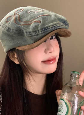 画家帽子正反两戴大头围做旧美式