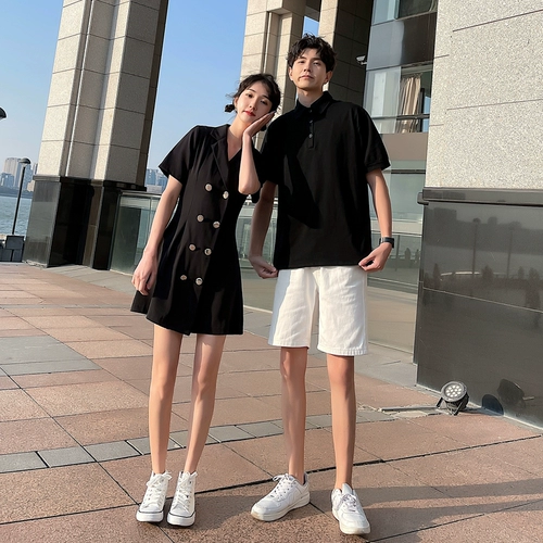 Tide, небольшая дизайнерская парная одежда для влюбленных, летняя одежда, пиджак классического кроя, платье, футболка с коротким рукавом, юбка, тренд сезона, в корейском стиле