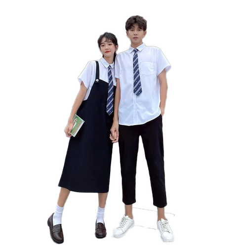 Летний комплект, форма для школьников, платье, длинная юбка, для средней школы, короткий рукав