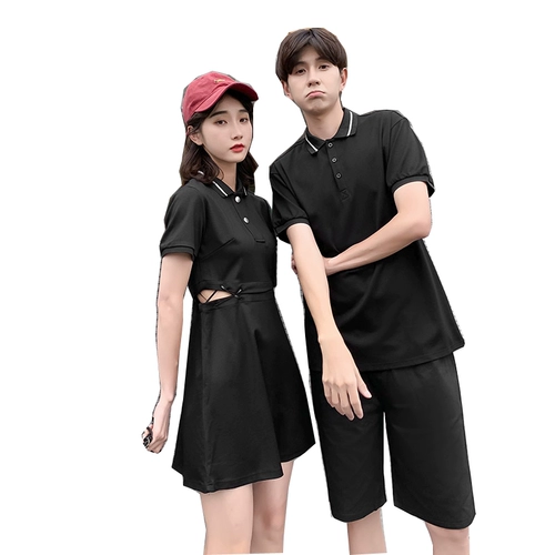 Tide, небольшая дизайнерская парная одежда для влюбленных, летняя одежда, платье, футболка, юбка, тренд сезона, французский стиль, в корейском стиле, воротник поло