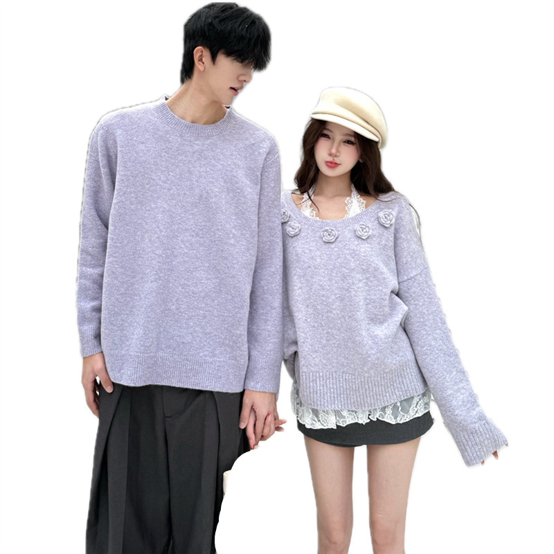 情侣装秋冬2025新款ins超火毛衣男女韩版宽松法式针织衫外套潮牌 - 图3