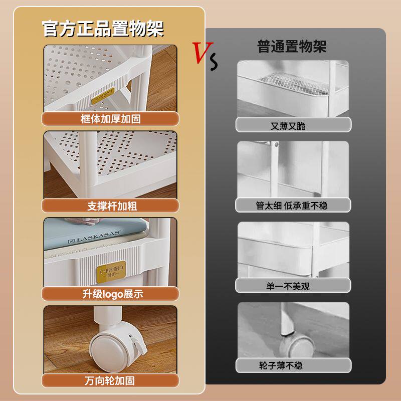 厨房置物架可移动多层新款浴室卫生间多功能卧室小推车零食收纳架