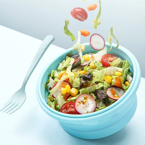 Круглая силиконовая складная рисовая коробка на открытом воздухе -out -of -poinable перемещение вибрато мгновенная миска с лапшой может выдвигать в микроволновой печи с холодильником свежую коробку