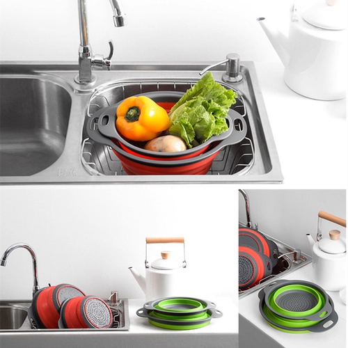 Силиконовая складная линия двух -кухонная корзина для водяной корзины.