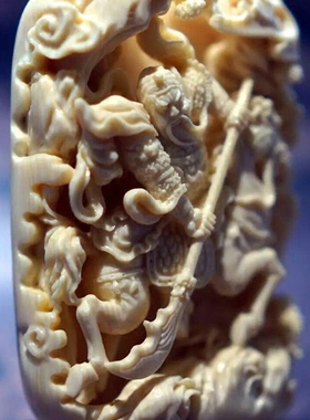 天然猛犸象牙武财神关云长关公关二爷关羽神级作品纯手工立体雕刻