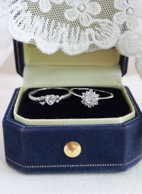 snow~天然月光石雪花冬季氛围感浪漫纤细满钻小众礼物925银戒指环