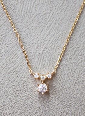 日系时尚唯美精致圣诞限定莫桑石小儿闪项链s925银镀金礼物女生