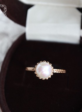 天然淡水珍珠戒指复古女