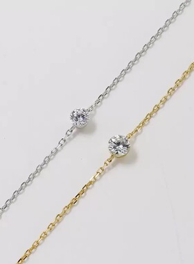 日系轻奢复古简约百搭吸颗钻手链925银镀金莫桑石气质女饰品礼物