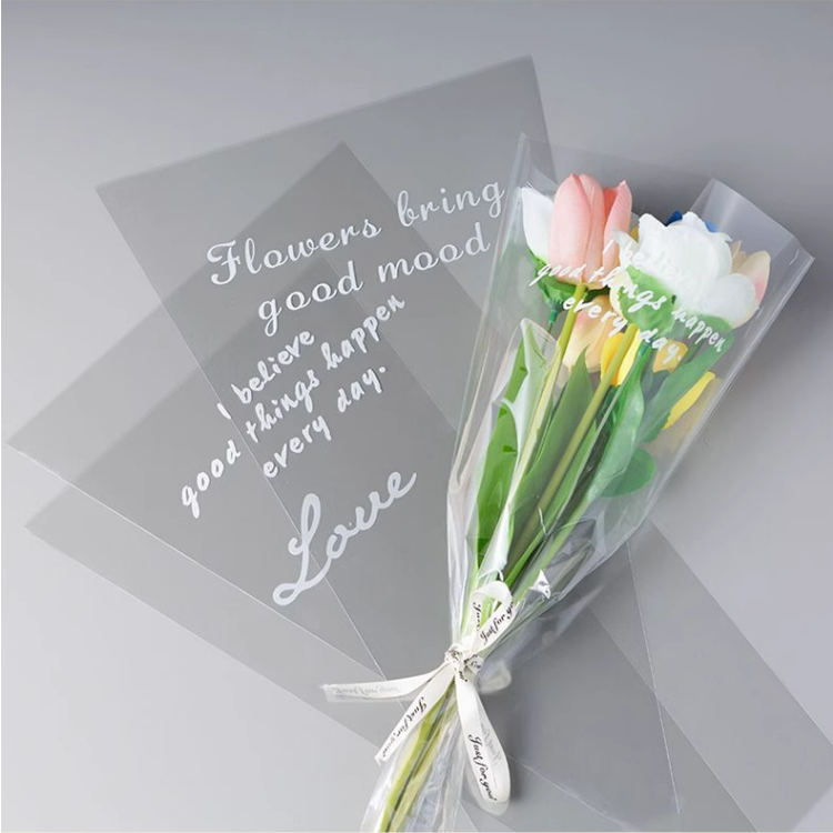 简易英文透明花束套袋鲜花玫瑰防水多支塑料包装袋花纸单支袋摆摊,淘宝优惠券,粉丝福利购,淘宝优惠卷