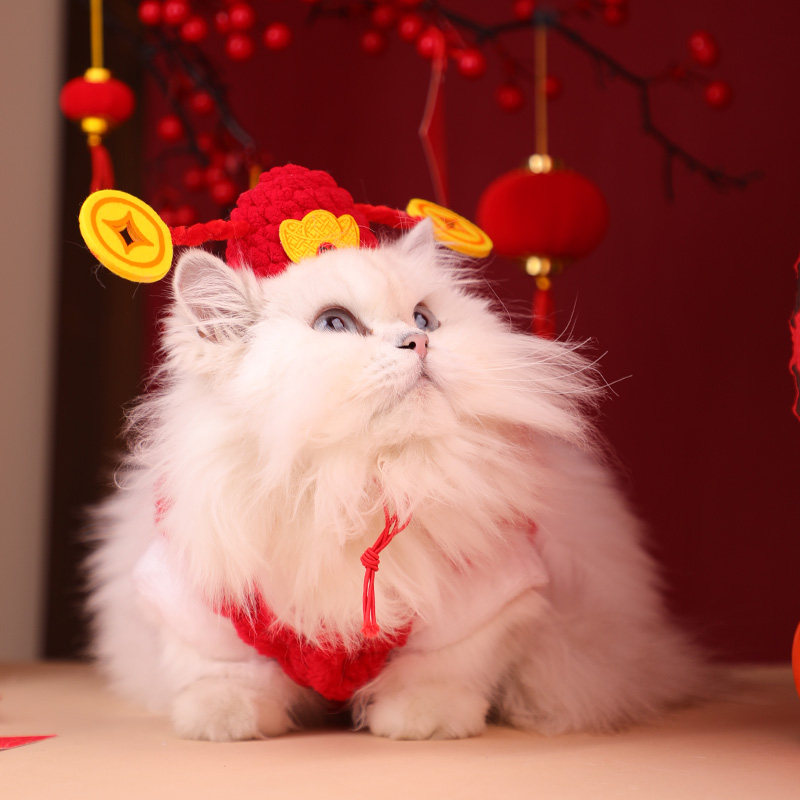 财神帽猫咪新年战袍过年喜庆红装宠物狗狗过年服饰招财猫帽子头套,淘宝优惠券,粉丝福利购,淘宝优惠卷