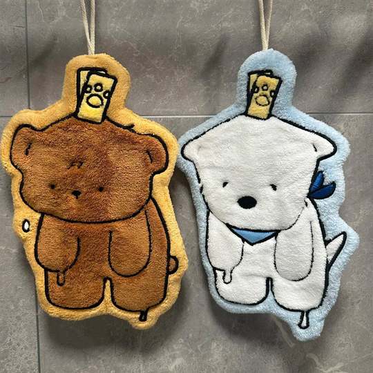 Clip bear hand towel hanging cute super absorbent thickened coral velvet kitchen bathroom special bathroom