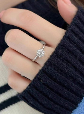 莫桑石钻戒女纯银情侣对戒