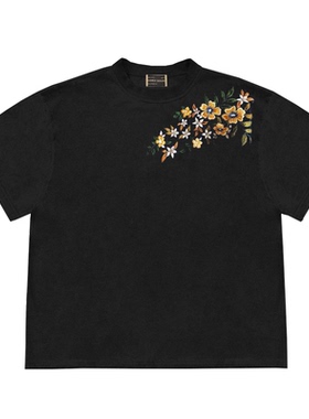 重磅潮牌 夏季简约Short Sleeve Tee设计款创意花卉群街头短袖T恤