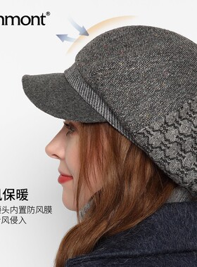 卡蒙帽子女冬高级感抗风贝雷帽羊毛呢八角帽女画家帽短鸭舌帽5125