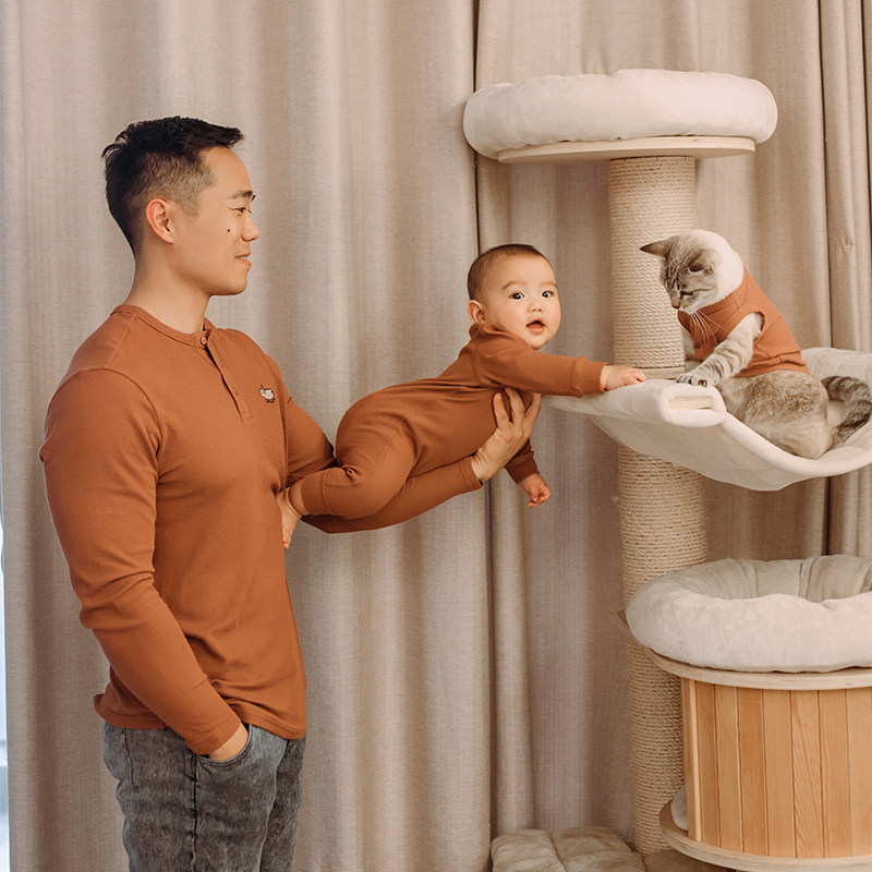 Alphagym亲子装长袖猫猫连体哈衣一家三口T恤上衣,淘宝优惠券,粉丝福利购,淘宝优惠卷