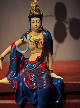 观自在水月观音禅意菩萨佛像家居摆件客厅玄关茶室家居树脂工艺品