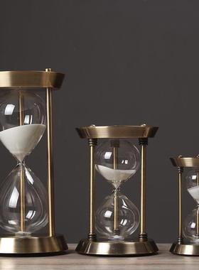 复古金属时间沙漏摆件计时器创意家居客厅室内店铺装饰品摆设
