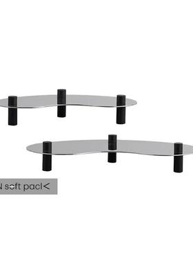 现代简约创意不锈钢托盘桌面软装饰品客厅茶几玄关办公室家居摆件