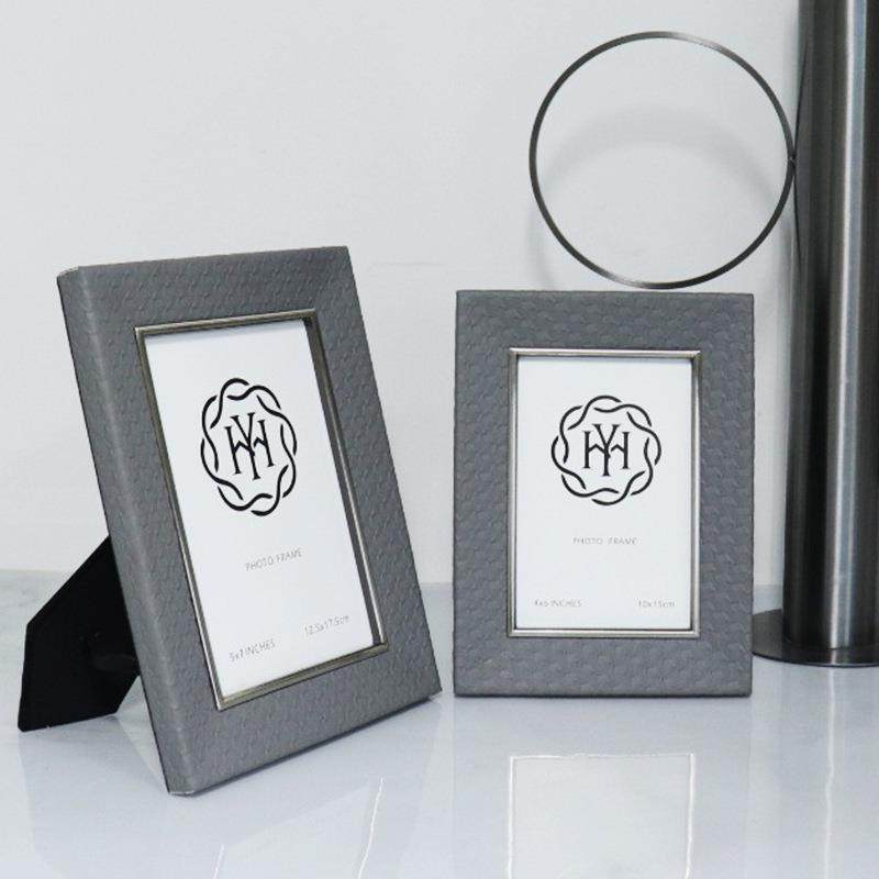 创意欧式皮革玻璃相框灰色高档边框简约画框家居装饰品桌面摆件,淘宝优惠券,粉丝福利购,淘宝优惠卷