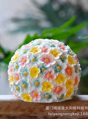 新款花朵摆件小雏菊蝴蝶民宿花园庭院树脂装饰七彩灯花朵园林摆件