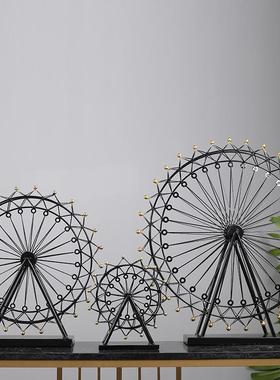 欧式摆件复古摩天轮模型家居室内电视柜装饰品创意服装店橱窗摆设