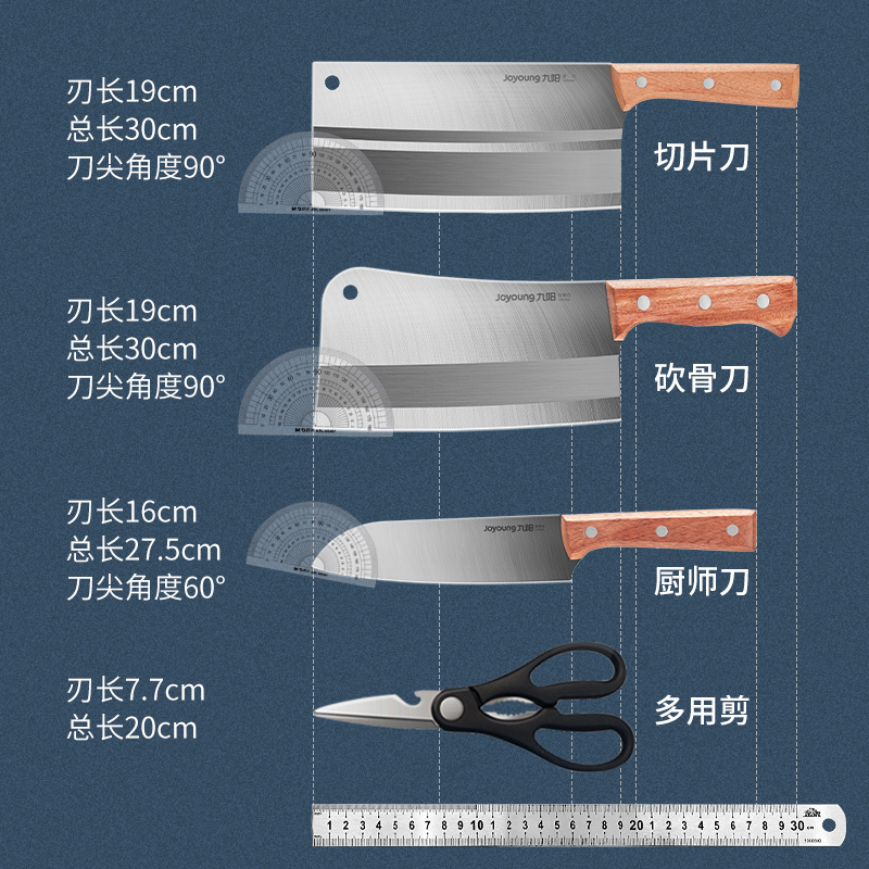 九阳菜刀家用刀具厨房切片切肉切菜刀厨师女士专用斩骨头砍刀套装-图3