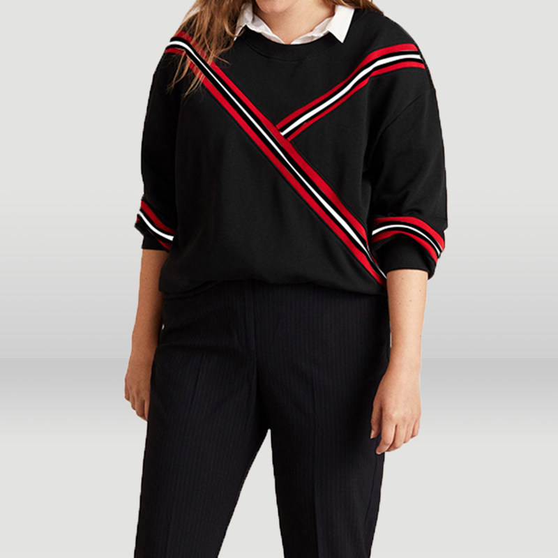 kissmilk大码青春学院圆领撞色卫衣 kissmilk大码女装