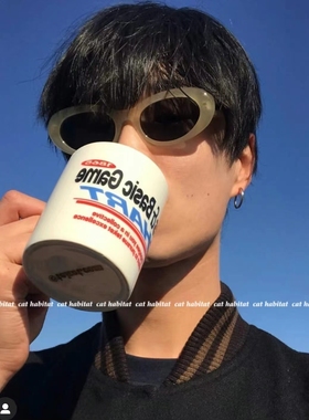 防晒辣妹复古淡鹅黄色椭圆太阳镜