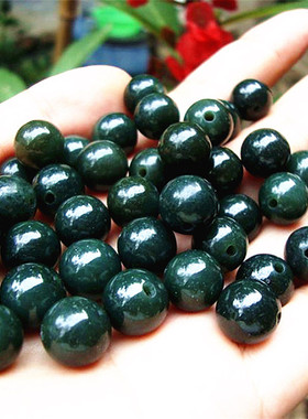 天淼玉器厂情侣和田玉珠子青墨玉