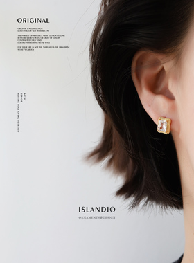 islandio方糖钻小众18k金色耳钉