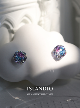 ISLAANDIO星空玫瑰宝石纯银耳钉